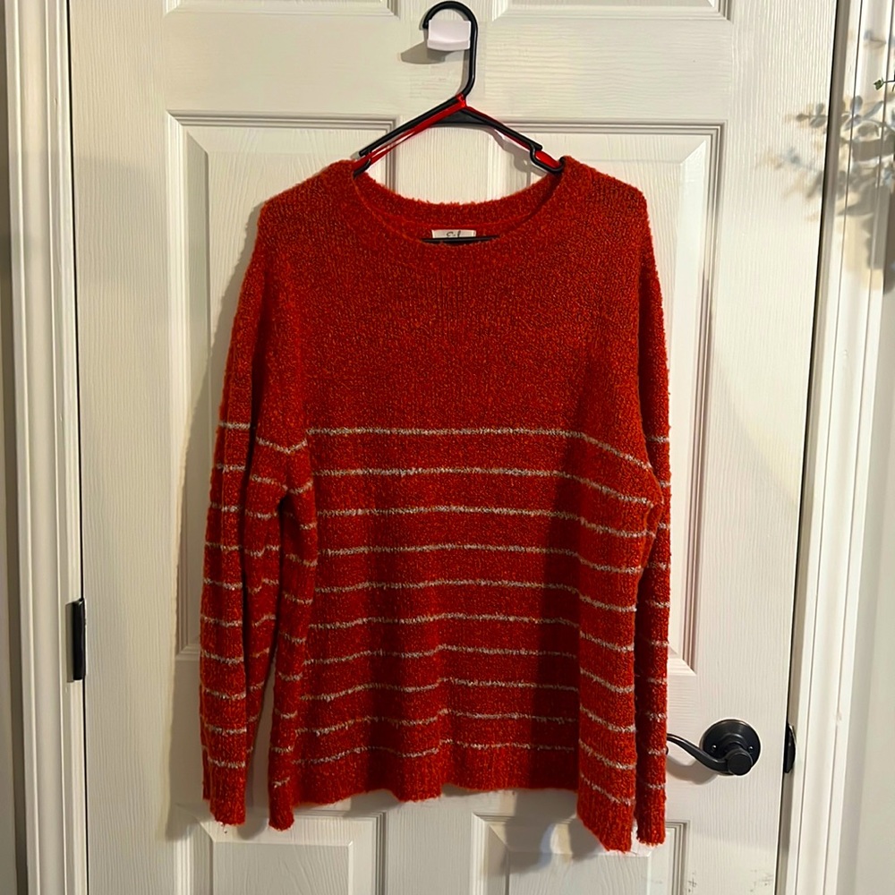 Easel burnt orange striped sweater
